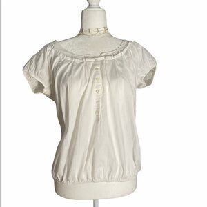 Hoss Intropia Anthropologie Cotton Ruffle Top